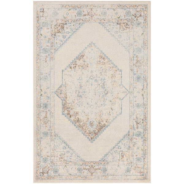 Nourison Astra Machine Washable Doormat 2 ft. x 4 ft. Center medallion Traditional Area Rug