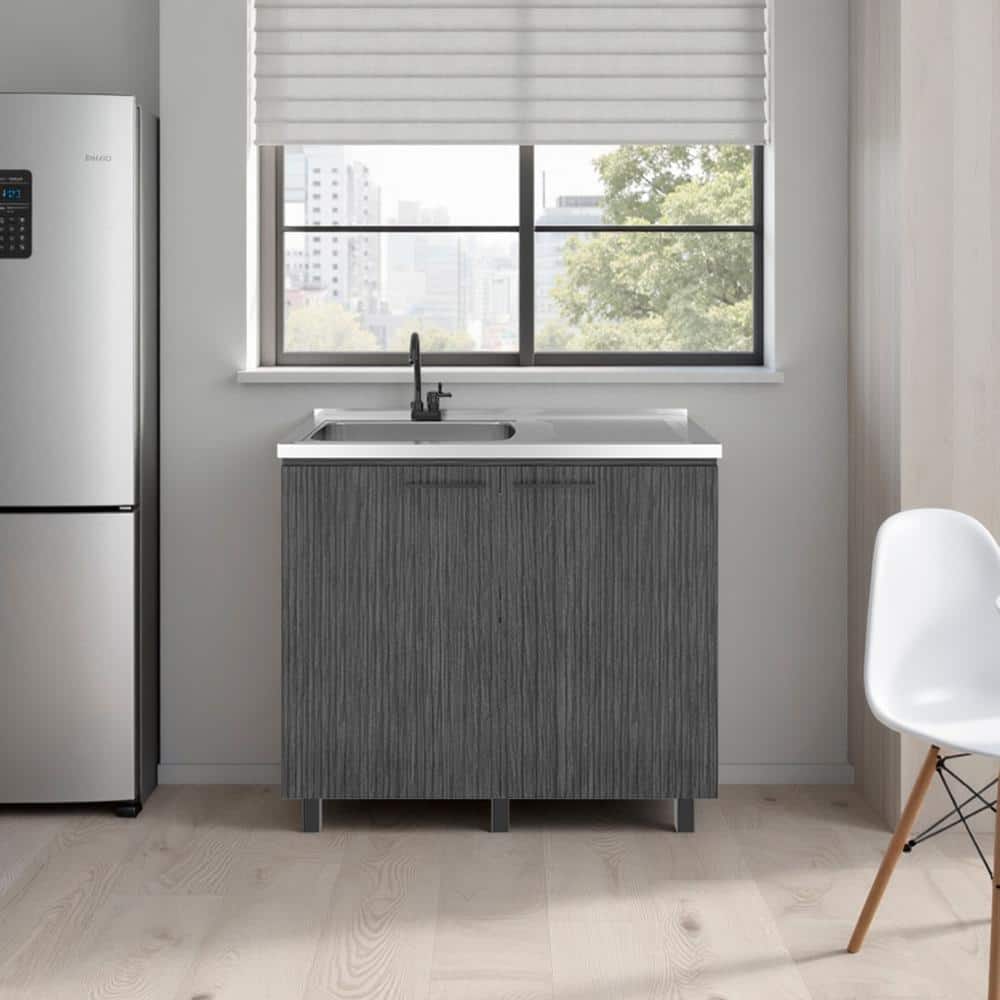 Gold Utility Sink Cabinet with 2 Doors and 3 Shelves, SMOKY OAK price history on PriceWatchPro