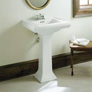 Memoirs Classic Ceramic Pedestal Combo Bathroom Sink in White with Overflow Drain