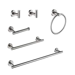 Ami 6-Piece Bath Hardware Set Included Towel Bar, Towel Ring, Robe Hook, Toilet Paper Holder in Brushed Nickel
