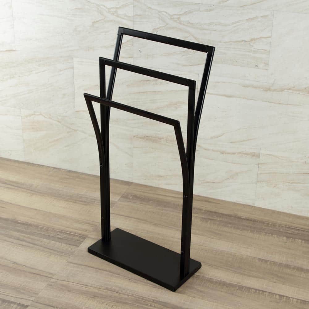 Matte Black Freestanding Y-Style Towel Rack with Triple Bars