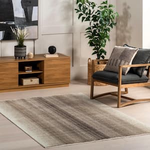 Estrella Casual Striped Fringe Brown 8 ft. x 10 ft. 2 in. Area Rug