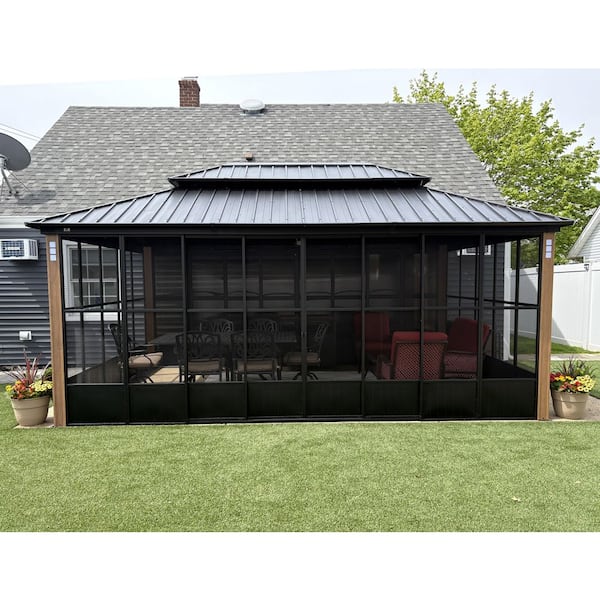 PURPLE LEAF 12 ft. x 16 ft. Sunroom Hardtop Gazebo Solarium