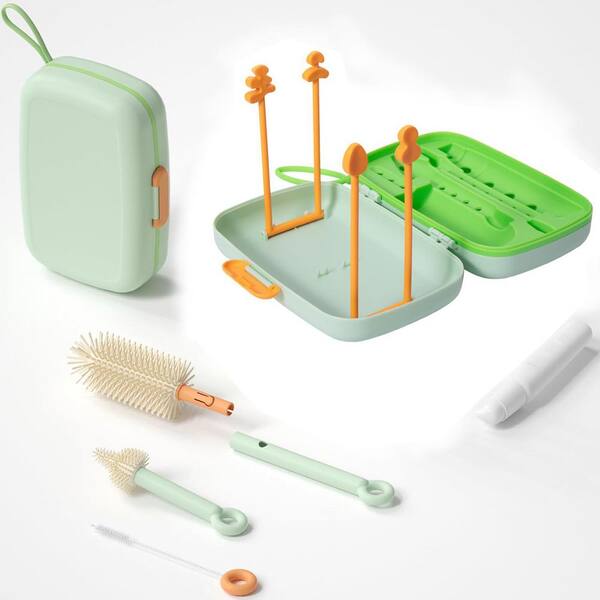 Aoibox Baby Bottle Cleaning Brush Kit Green with Nipple