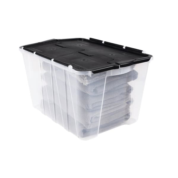 ra-n  Have a question about HDX Clear 12 Gal. Flip Top Storage Tote