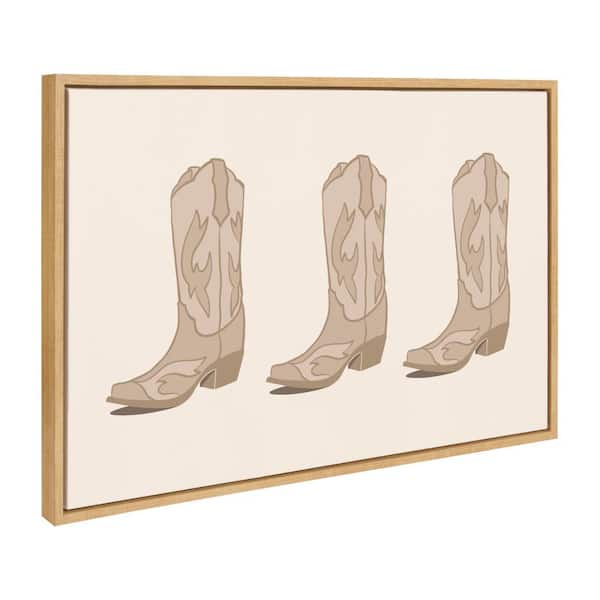 Sylvie Cowboy Boots Landscape by Honey Island Studio Natural Framed Art Print 23 in. x 33 in.