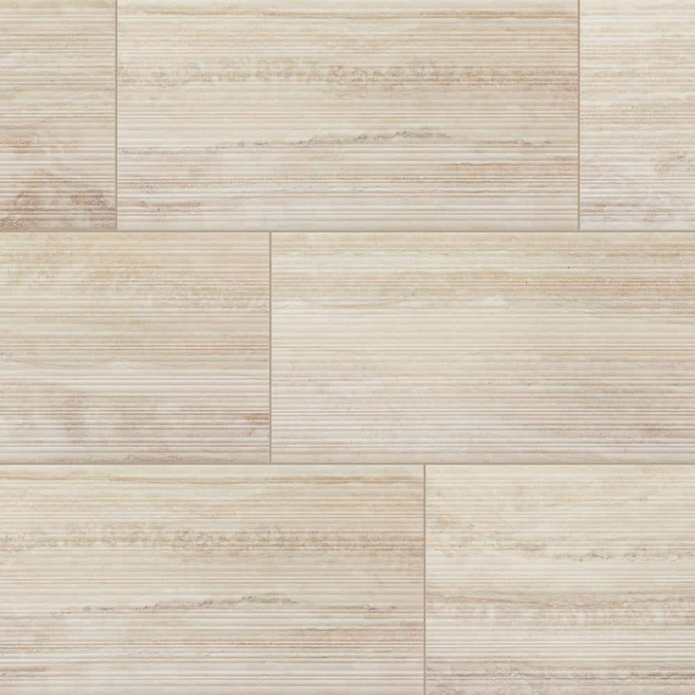 Daltile Calligo Almond 12 in. x 24 in. Glazed Ceramic Fluted Wall Tile ...