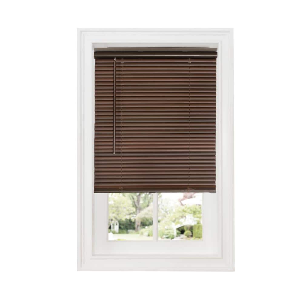 Mahogany Cordless Vinyl Room Darkening Mini Blinds, 27" x 64"