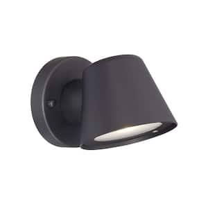 1-Light Matte Black Integrated LED Wall Lantern Sconce