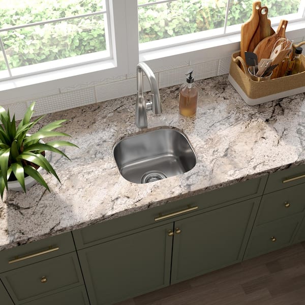 12 in. Undermount Single Bowl 18 Gauge Stainless Steel Kitchen Sink With Strainer