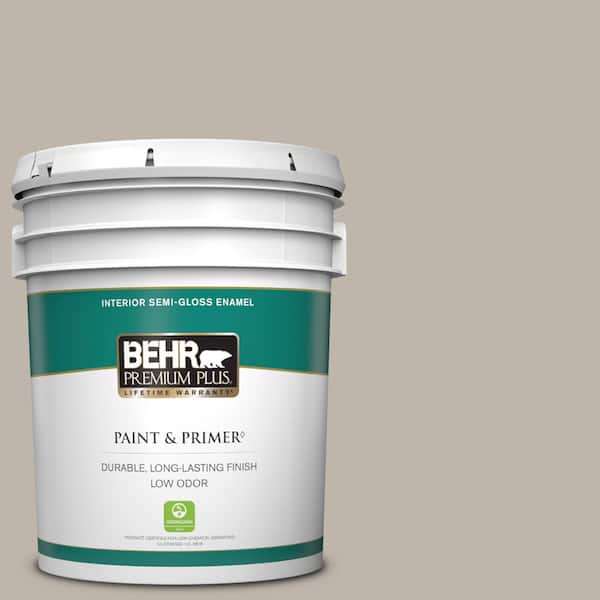 BEHR PREMIUM PLUS 5 gal. Home Decorators Collection #HDC-CT-21 Grey Mist Semi-Gloss Enamel Low Odor Interior Paint & Primer