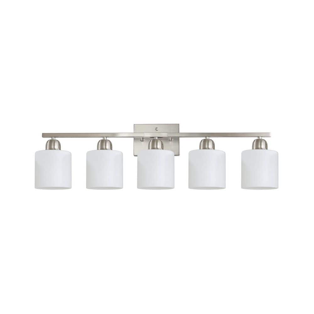 31.5 in. 5 Sand Nickel Vanity Light Fixture with Milky White Glass Shades price history on PriceWatchPro