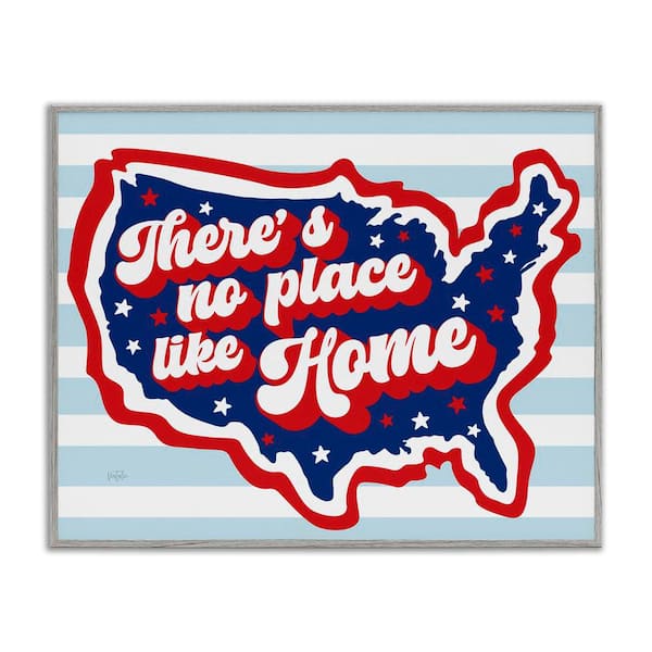 Stupell Industries No Place Like Home by Natalie Carpentieri Gray Framed Typography Giclee Art Print 11 in. x 14 in.