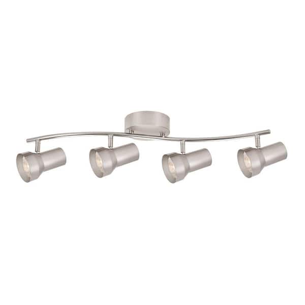 Hampton Bay 4-Light Brushed Nickel Fixed Track Lighting Kit with Wave Bar Metal Shade