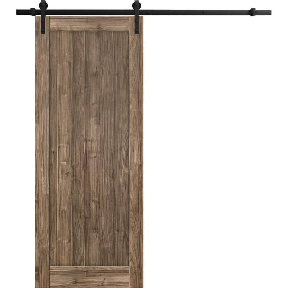 Assembly Required 30 in. x 84 in. 1-Panel Walnut Solid MDF Sliding Barn Door with Hardware Kit price history on PriceWatchPro