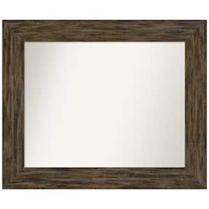 Fencepost Brown 35 in. W x 29 in. H Rectangle Non-Beveled Wood Framed Wall Mirror in Brown