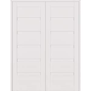 Louver 64 in. x 79.375 in. Both Active Snow White Wood Composite Double Prehung Interior Door