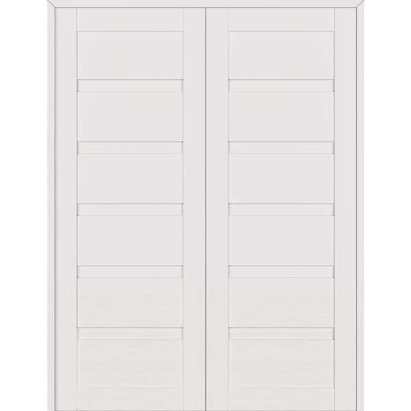 Belldinni Louver 64 in. x 79.375 in. Both Active Snow White Wood Composite Double Prehung Interior Door