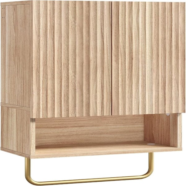 15 in. W x 24.4 in. H Wood Rectangular Natural Surface Mount Medicine Cabinet without Mirror
