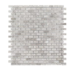 Stormy Knight Grey 12 in. x 12 in. Interlocking Polished Marble Stone Mosaic Tile (10 sq. ft./Case)