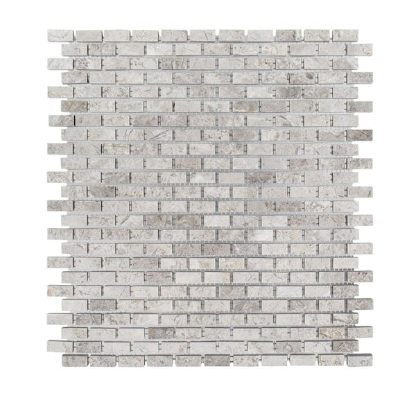Jeffrey Court Stormy Knight Grey 12 in. x 12 in. Interlocking Polished Marble Stone Mosaic Tile (10 sq. ft./Case)