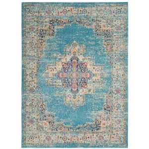 Passion Light Blue 5 ft. x 7 ft. Persian Modern Transitional Area Rug
