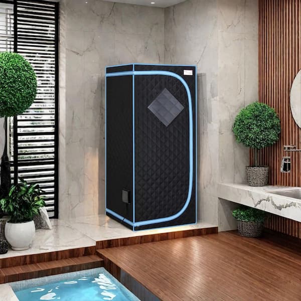 LIVACA Portable Infra Black 1-Person Infrared Sauna Tent with