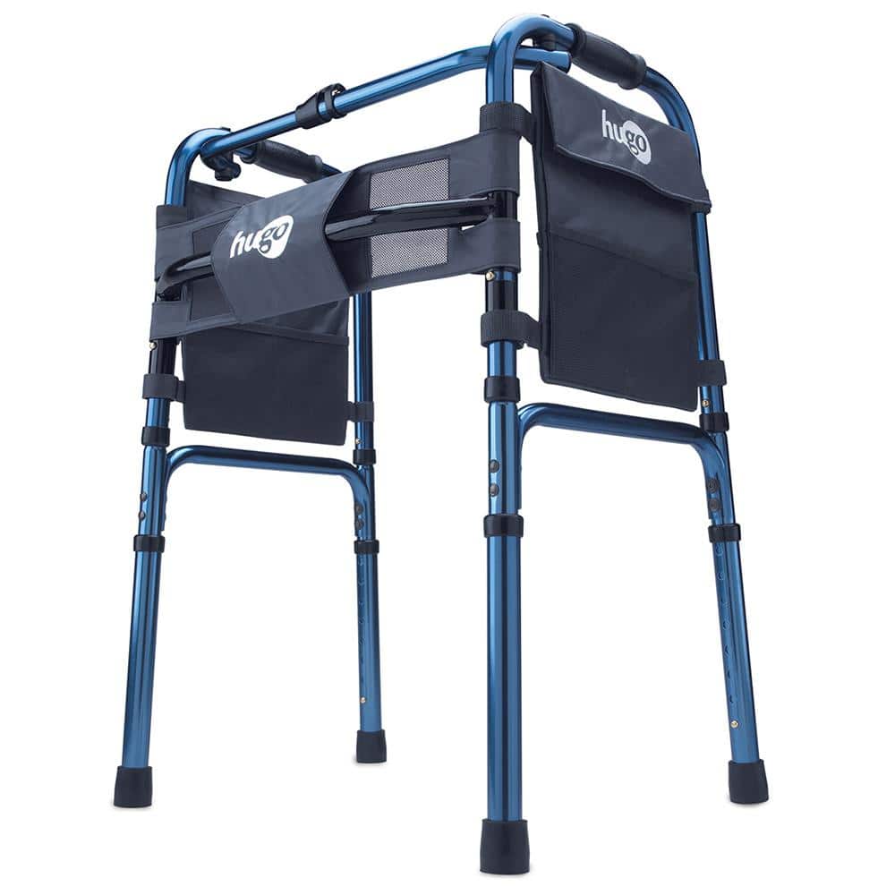 Hugo Mobility Adjustable Folding Walker With 5 in. Wheels and Plastic