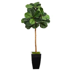 50in. Fiddle Leaf Artificial Tree in Black Metal Planter