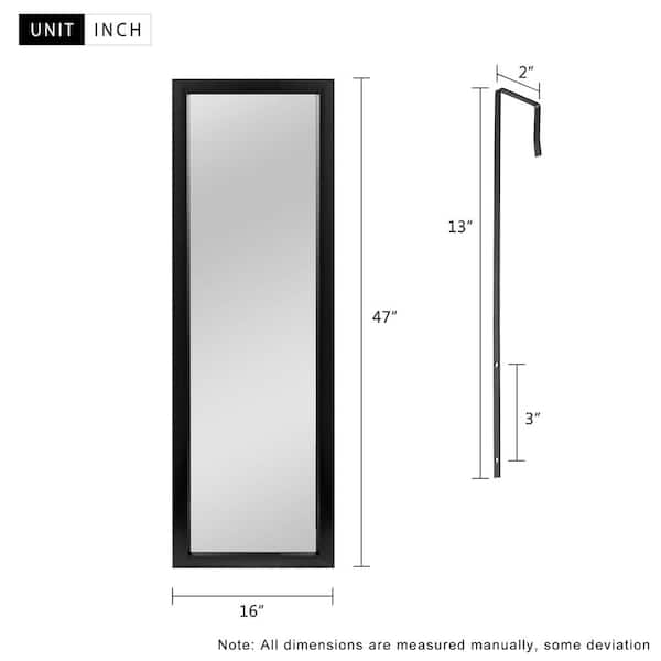 Neutype 47 In X 16 Modern Rectangle Framed Full Length Door Mirror With Hooks Jj01403aafn 5 The Home Depot Hooks Jj01403aafn, Full Height Mirror Dimensions