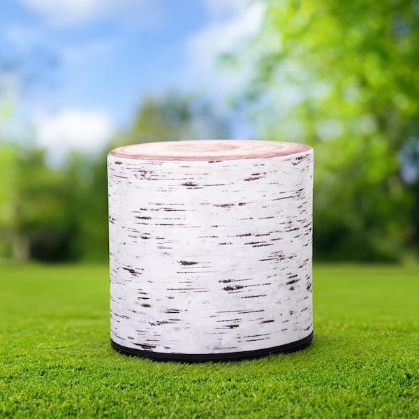 Outdoor / Indoor Wood-Style Pouf Ottoman, Stool for Patio, Office, Classroom or Home Living Space