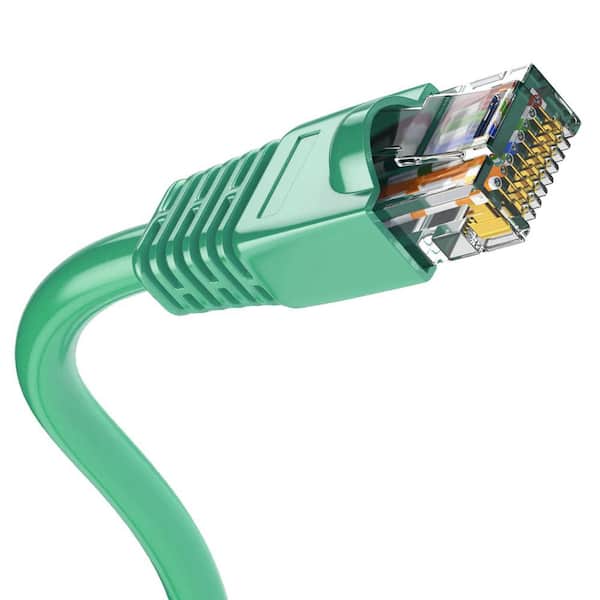 Syston Cable Technology 150 ft. Green CMP Cat5e 350MHz 24AWG Solid Bare Copper Ethernet Network Data Cable Wire - RJ45 Plug Heat Resistant