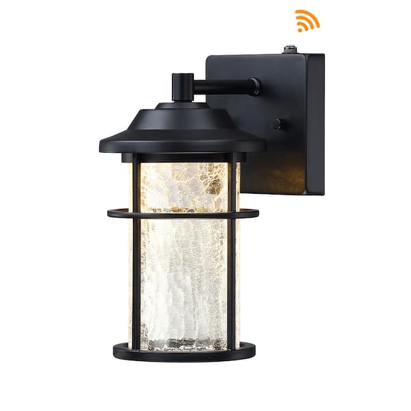 11.21 in. 2 Pack Black Motion Sensing Dusk to Dawn Outdoor LED Hardwired Wall Lantern Scone with No Bulbs Included