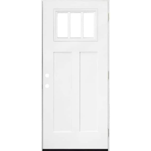 Legacy 36 in. x 80 in. LHOS 1/4 Toplite 3L SDL Clear Glass Primed Unfinished Fiberglass Prehung Front Door w/QS_4"Jamb