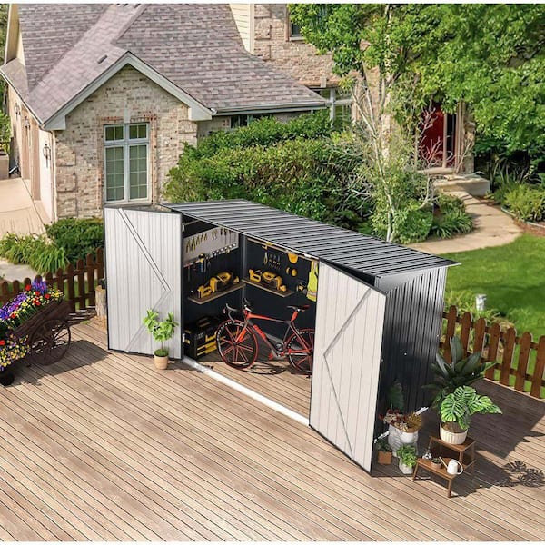 Runesay 7.14 ft. W x 3.17 ft. D Dark Gray Metal Shed with 2-Large