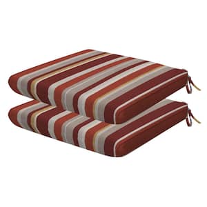 Outdoor Universal Dining Seat Cushion Stripe Brick (Set of 2)