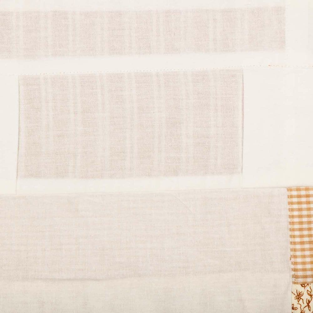 Gold and Creme Cotton Ruffled Valance with Wood Button Detail