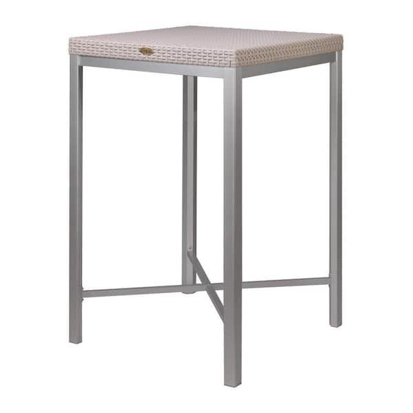 Russ Grey Rattan Outdoor Bar Table with Aluminum Legs