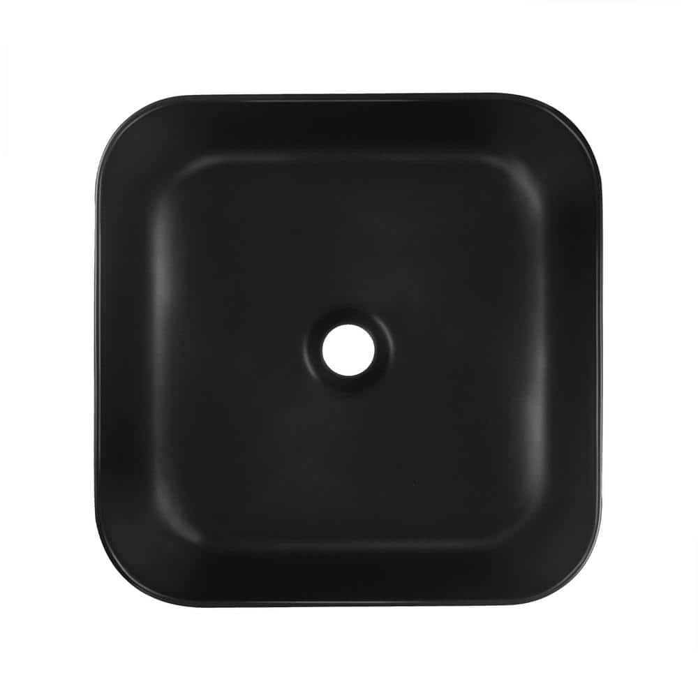 Matte Black Ceramic Square Above-Counter Bathroom Sink