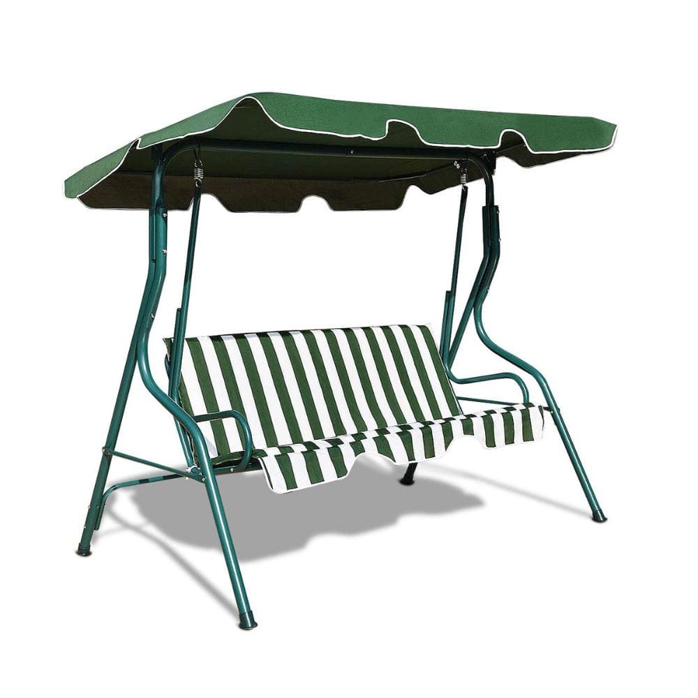3-Seat Steel Patio Canopy Swing with Green Cushions, Adjustable Canopy and 440 lb. Capacity price history on PriceWatchPro