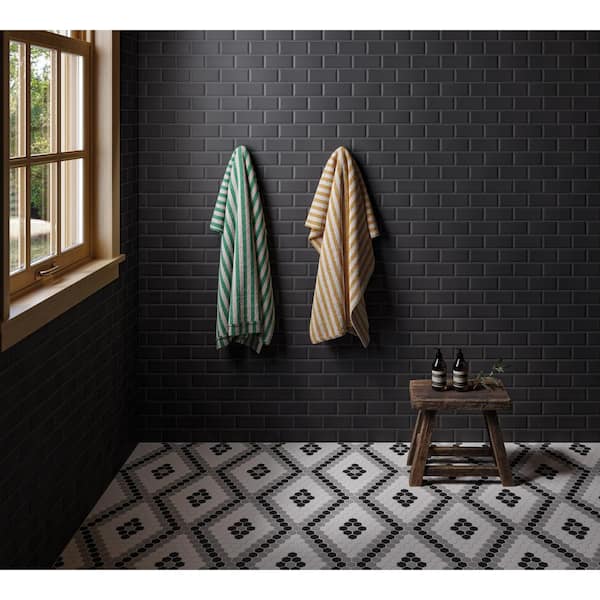 Le Cafe 12 in. x 12 in. Black Porcelain Mosaic Tile (9.25 sq. ft. /Case)