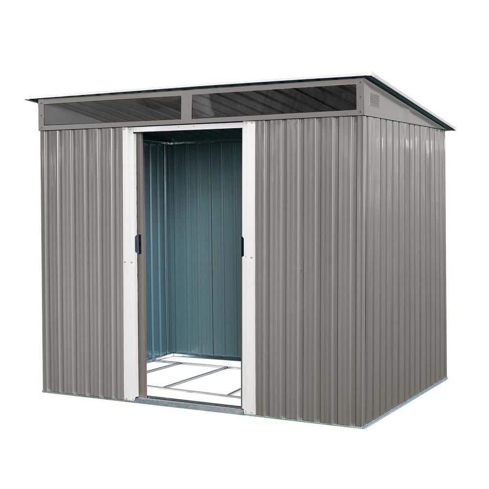 Outdoor Tool Shed 8 ft. W x 6 ft. D Metal Shed with Foundation and Door Gray(48 sq. ft. ) price history on PriceWatchPro