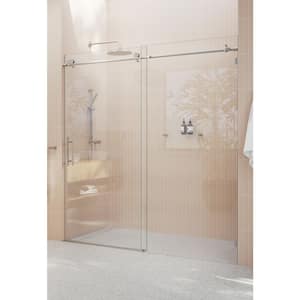 68 in. - 72 in. x 78 in. Frameless Sliding Shower Door in Brushed Nickel with Handle