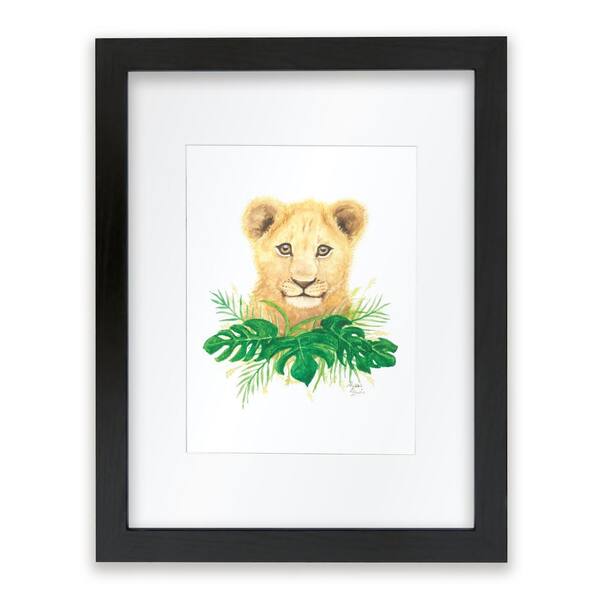 Unbranded Safari Littles "Lion" by Alyssa Lewis Individual Black Framed with Mat Animal Art Print 24 in. x 18 in.