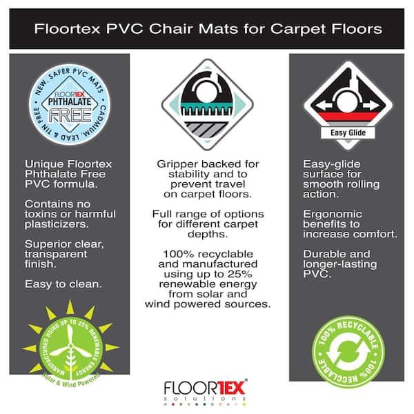 Advantagemat Black 48 in. x 60 in. Vinyl Rectangular Indoor Chair Mat for Carpets
