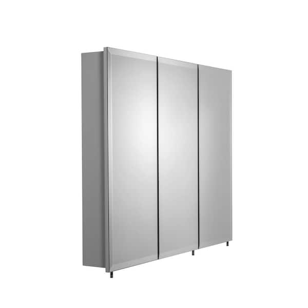 Croydex 36 in. W x 30 in. H x 5-1/4 in. D Frameless Tri-View Surface-Mount Medicine Cabinet with Easy Hang System in White