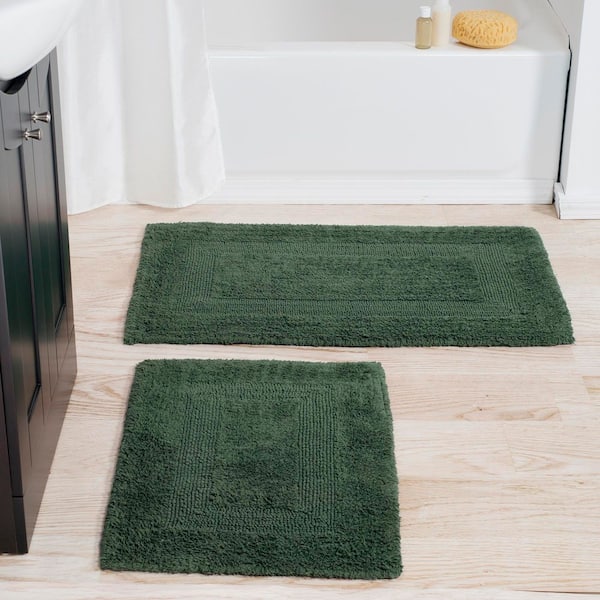 Green 4-Piece Cotton Bathroom Mat Set