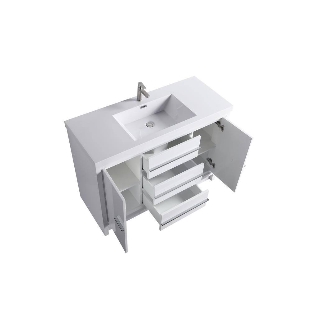 48" White Plywood Freestanding Single Sink Vanity