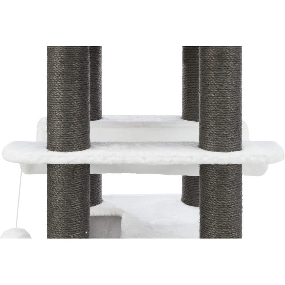 Gray and White Sisal Plush 3-Level Cat Tree with Condo