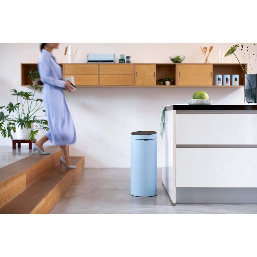 Dreamy Blue Stainless Steel Round Touch Bar Trash Can